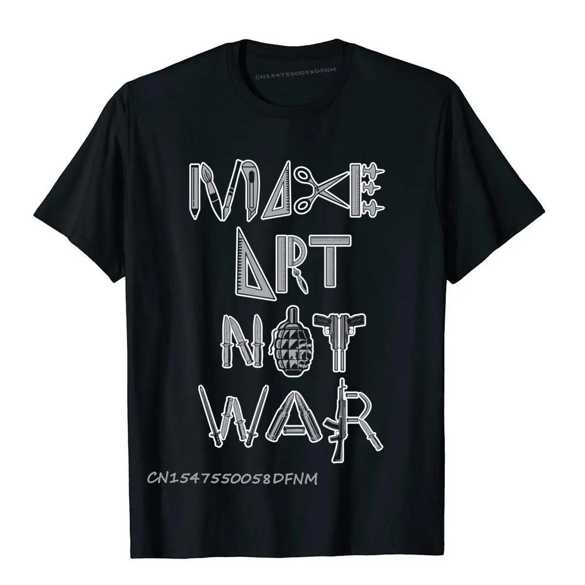 

Make Art Not War Print Tops Tees Latest 100% Premium Cotton Men Top T-Shirts Summer Short Sleeve Clothing Shirt