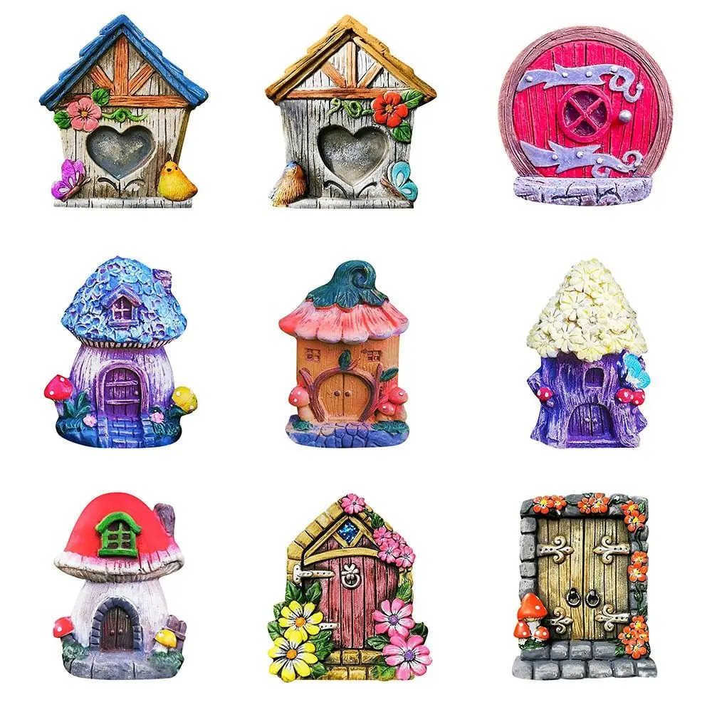 Окрашенный кукольный домик Искусственный ландшафт украшения для сада