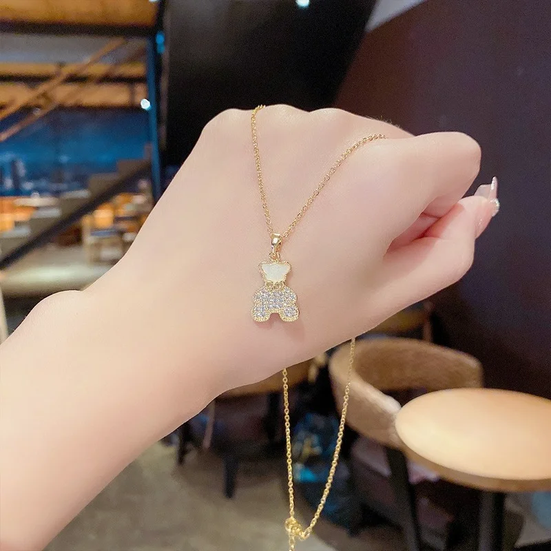 

Женское Ожерелье из нержавеющей стали с подвеской в виде медведя