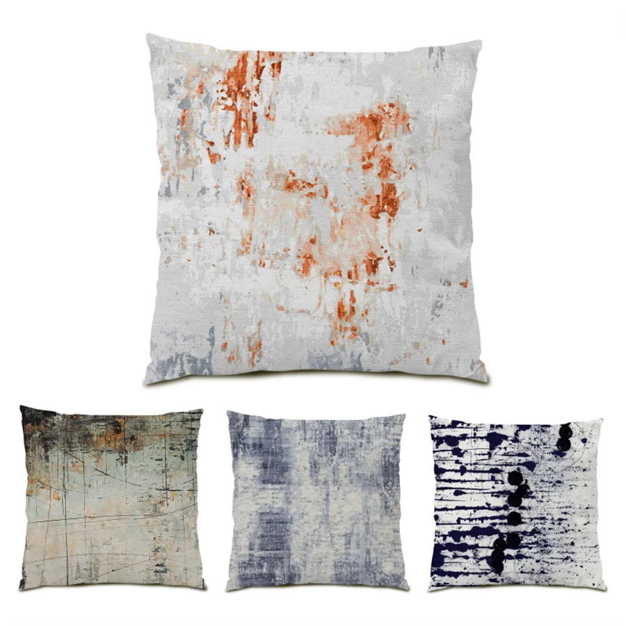 

Simple Abstract Home Decoration Velvet Ornamental Pillows Living Room Artistic Cushion Cover Polyester Linen Pattern Sofa E0414