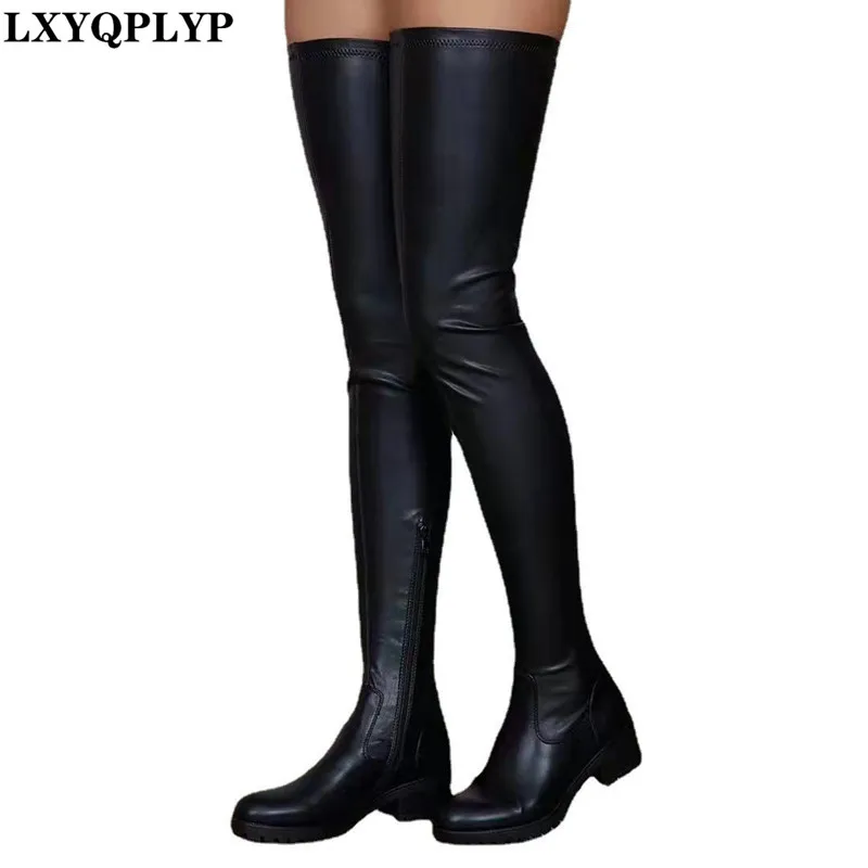 

2022 New Four Seasons European and American Sexy and Interesting Round Head Over-the-knee Long Nightclub Queen Fan Knight Boots