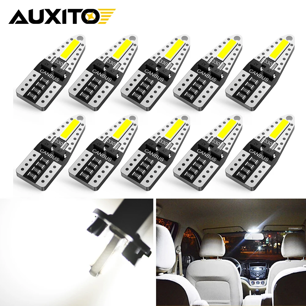 

AUXITO 10x T10 W5W Светодиодная лампа Canbus для Ford Focus 2 3 Fiesta MK2 MK3 Mondeo MK4 Fusion Ranger Автомобильные внутренние купольные лампы для чтения