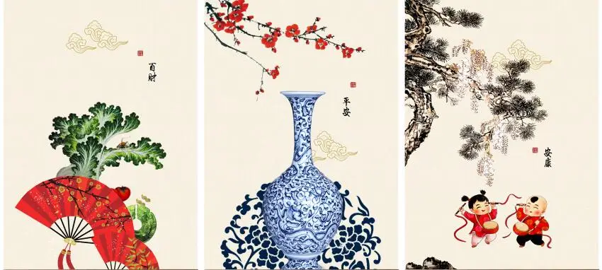 

AS3074 постер на холсте в китайском стиле с изображением цветущей сливы и вазы для украшения гостиной, домашняя Настенная картина
