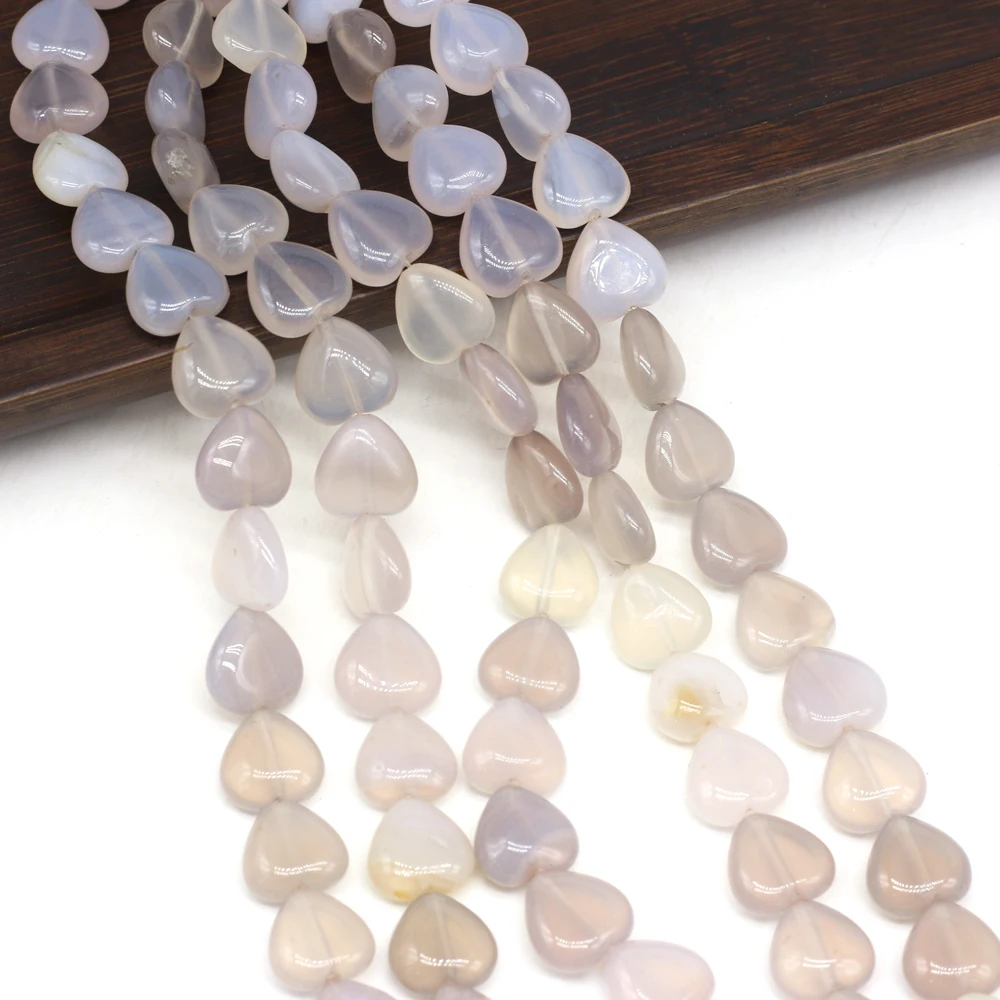 

Оптовая продажа, 5 нитей, натуральные камни, Серый агат, бусины 14 мм, в форме сердца, сделай сам, ожерелье, браслет, модные ювелирные изделия, в...