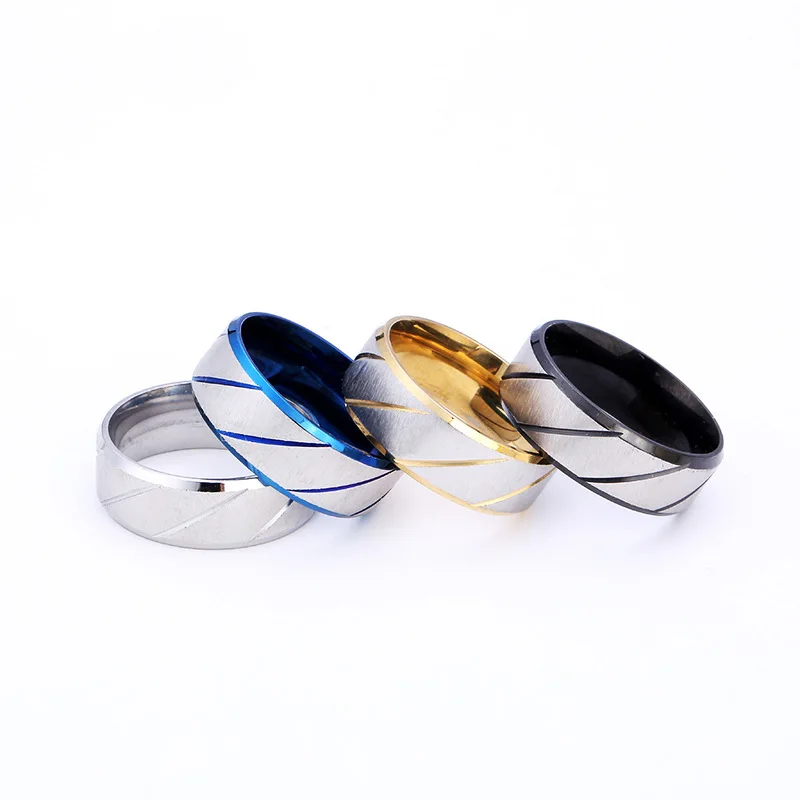 

Кольцо из нержавеющей стали с саржевым песочным плетением, обручальное кольцо со скошенными краями и пазами, мужское ювелирное изделие для годовщины, подарок для женщин и мужчин
