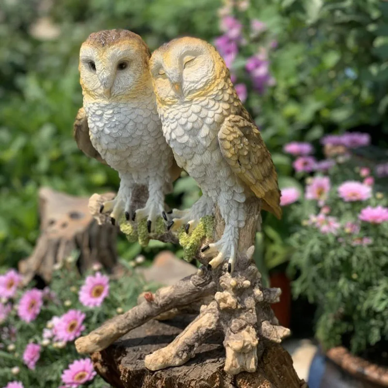 Artificial Owl Ornaments Gardening Decoration Outdoor Courtyard Creative Luxury Animal Floor Ornaments Sculptures Accessories