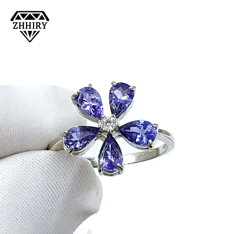 ZHHIRY кольцо из настоящего синего танзанита женское ювелирное изделие