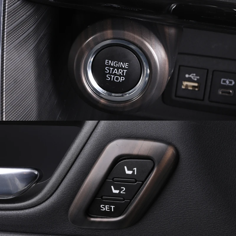 Фото Для Toyota Harrier Venza 2020 2021 2022 Автомобильная рамка приборной панели коробка переключения передач Панель ручка переключения рулевое колесо дверные ручки полоса №4