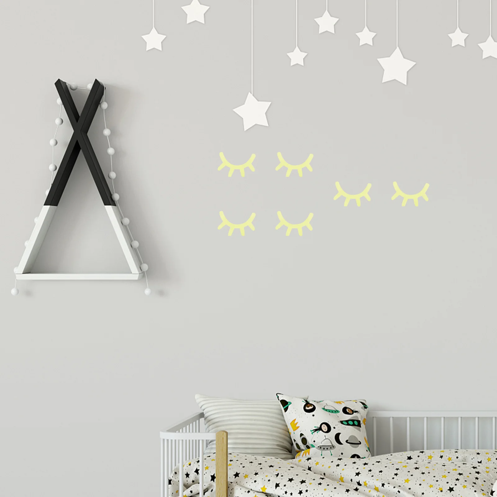 

3 Sheets Glowing Eyelash Wall Decals Eyelash Wallpaper Lovely Wall Stickers Room Wall Decoration