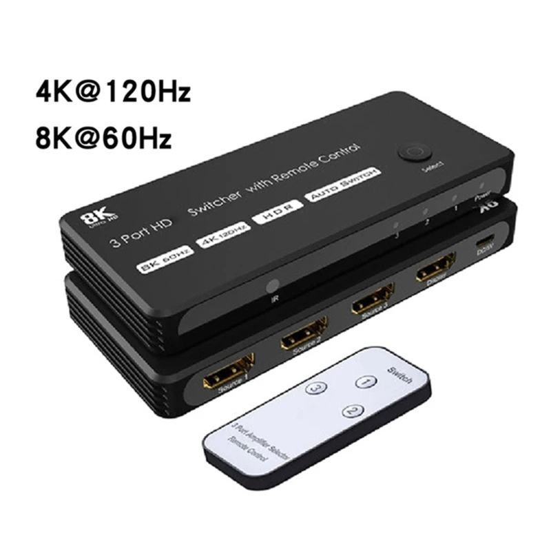 DXAB 3-портовый коммутатор HDTV 8K с удаленной поддержкой @ 60 Гц 4K 120 Высокоскоростной