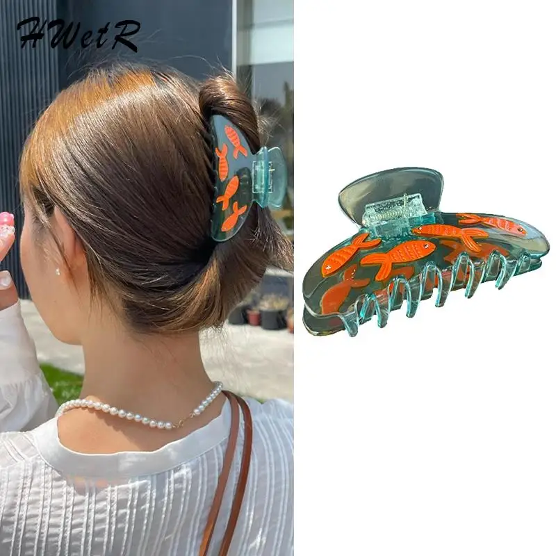 

1 шт. Симпатичные прозрачные заколки для волос в виде золотой рыбки зажим для волос в виде мультяшного ацетатного краба заколка для волос в виде акулы краба аксессуары для волос для женщин и девочек ювелирные изделия