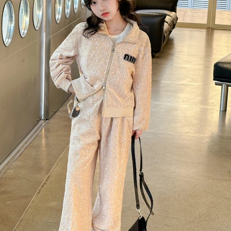 Костюм для девочек новинка 2024 спортивная одежда в западном стиле отдыха