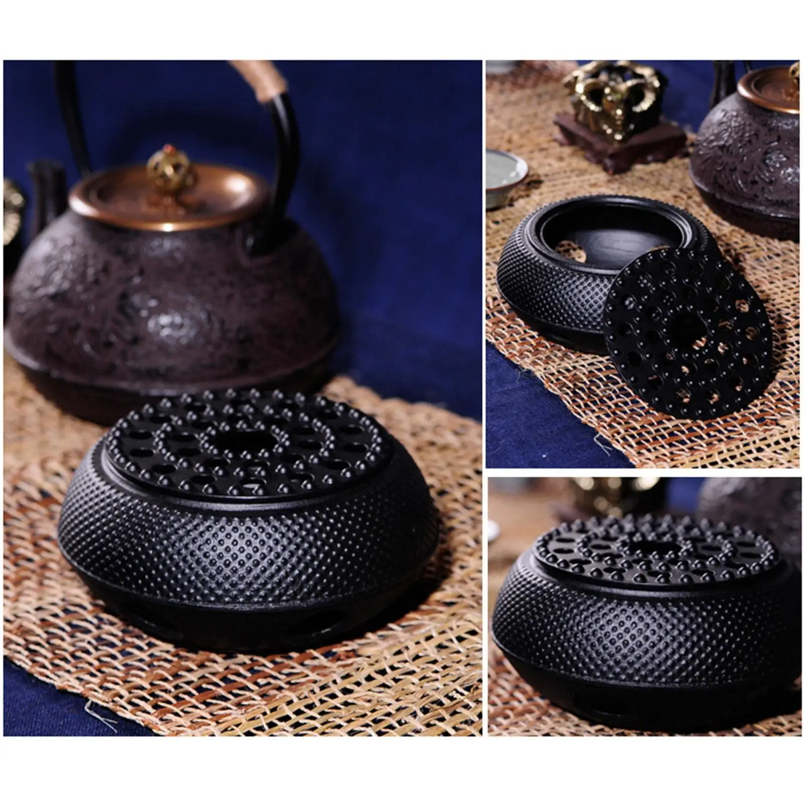 

Cast Iron Teapot Warmer Alcohol Heating Base Candle Insulation