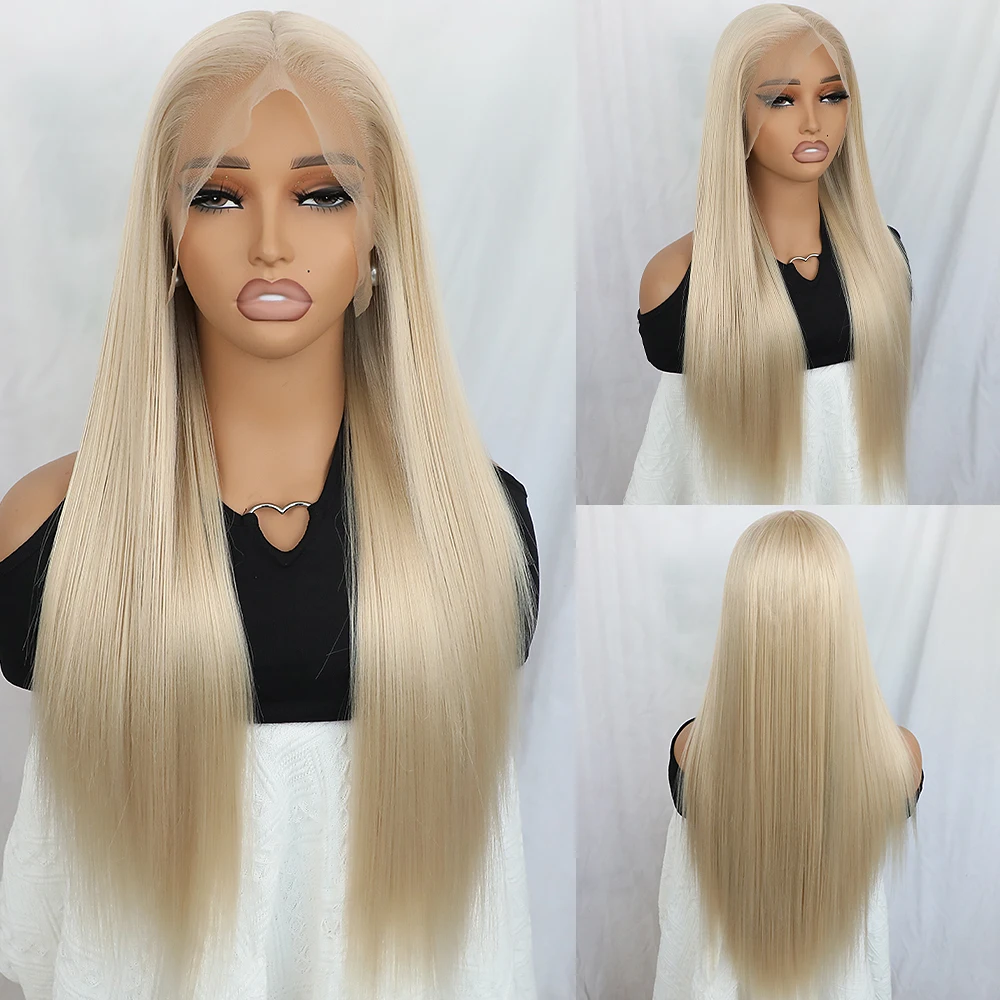 Apolaurel Ash Blond Синтетические длинные волосы 13x6 с легким синтетическим кружевом
