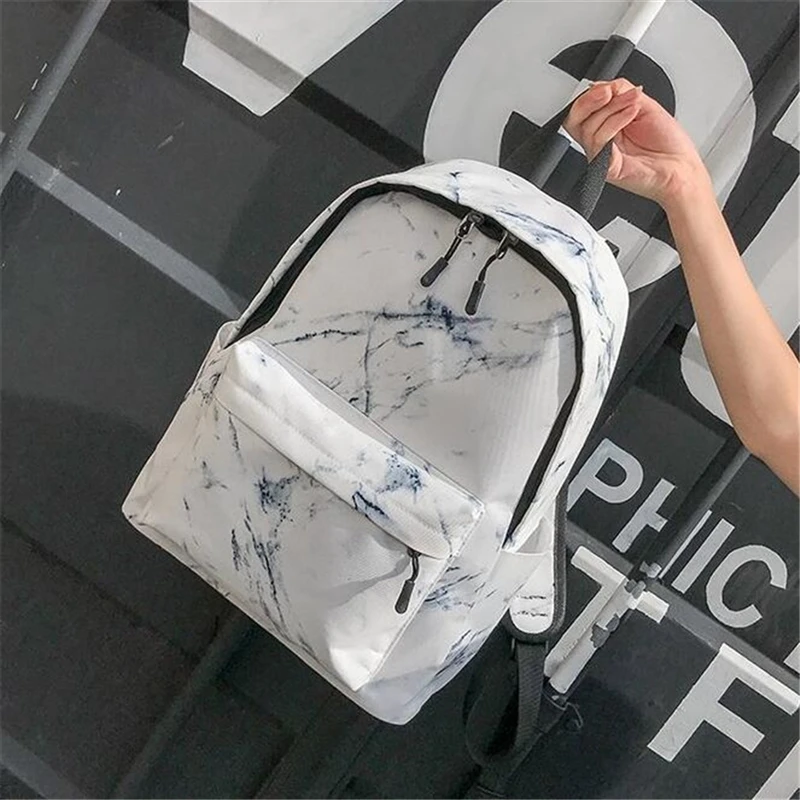 2022 Women Canvas Backpack For Teenagers Girls Large Capacity Bags Marbling Backpacks Female Rucksack School Bag