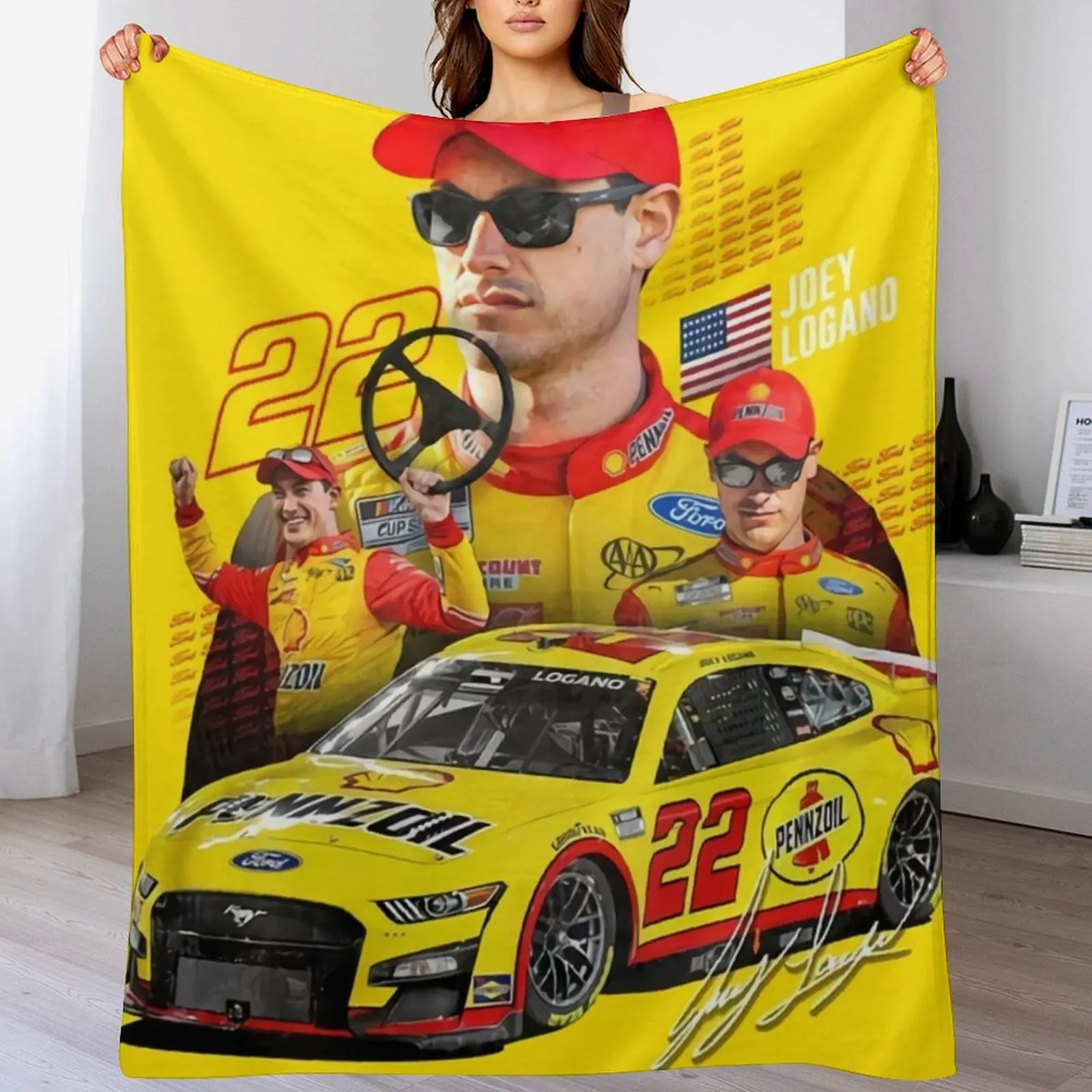 Одеяло Joey Logano Next Gen Mustang 2022 детское летнее свободное одеяло для кемпинга