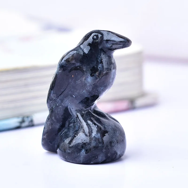 

Натуральный флэш-камень, резьба по обсидиану, ворона из кварцевого кристалла