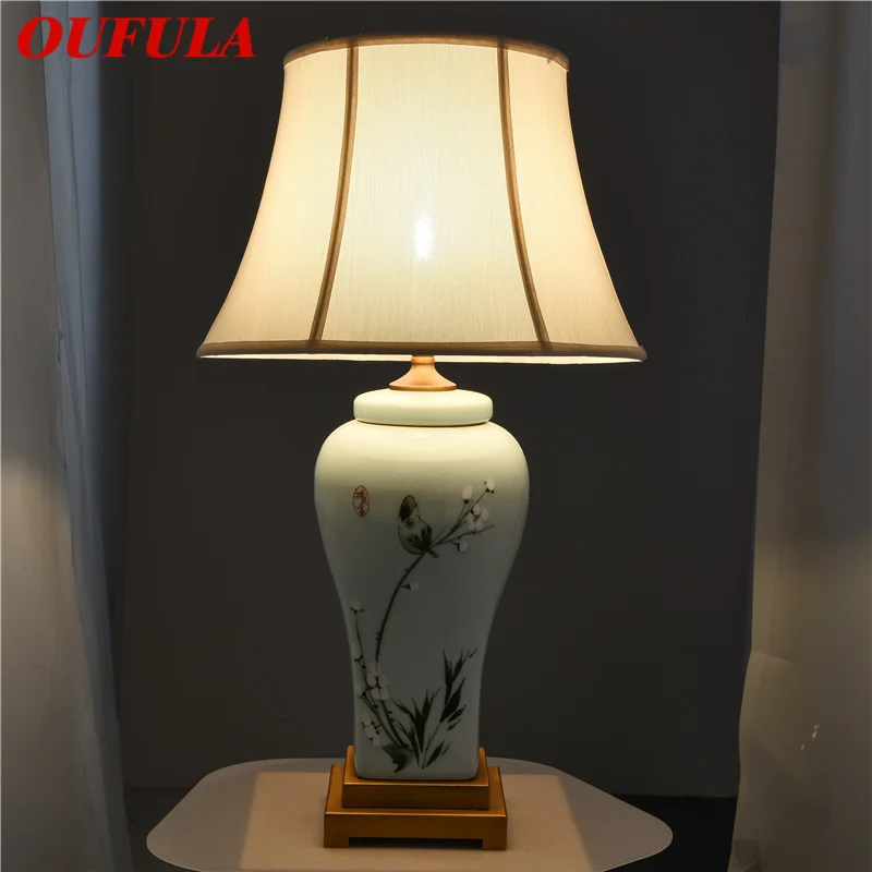 

OUFULA Ceramic Table Lamps Desk Lights Luxury Modern Contemporary Fabric for Foyer Living Room Office Creative Bed Room Hotel