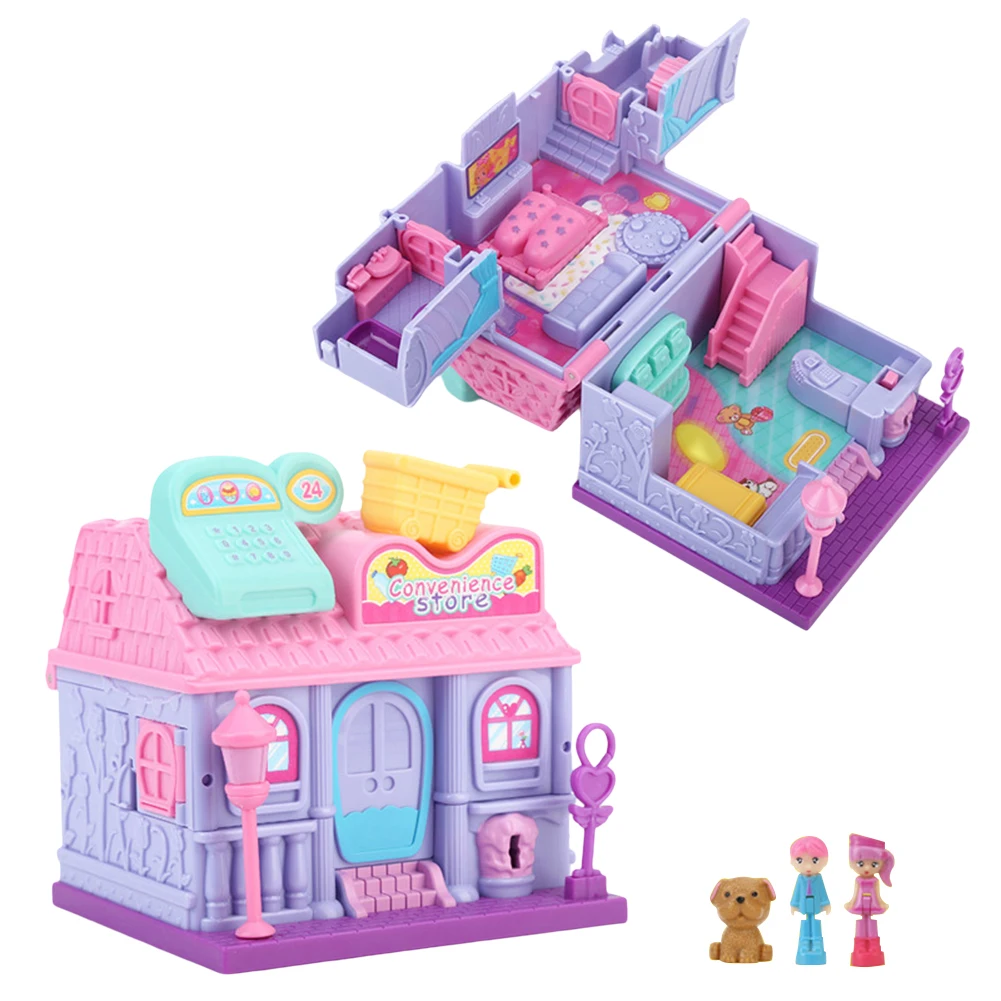 

New Expandable House Playing Games Dollhouse Toys Detachable Supermarket Pet Hospital Drink Shop For Children Birthday Gifts