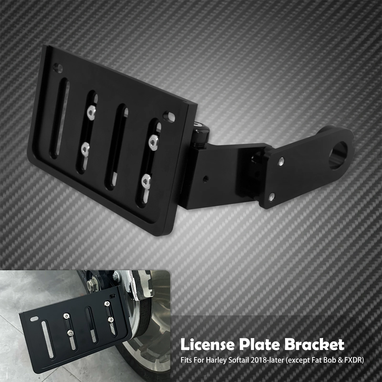 

Складной кронштейн для номерного знака мотоцикла, задний боковой держатель для Harley Softail Breakout Fat Boy Slim Deluxe 2018-24