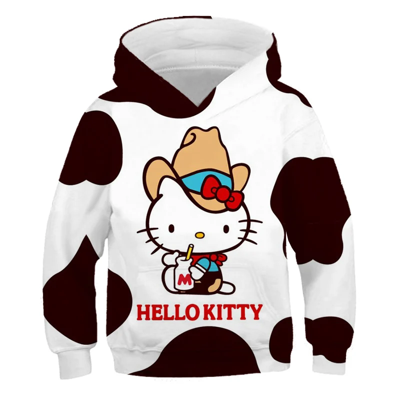 

2023 Детский свитшот Hello толстовки "кошечка" для девочек, Осенние Пуловеры с длинным рукавом в стиле Харадзюку, Свитшот Hello Kitty, повседневные то...