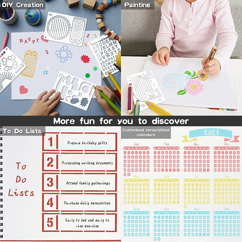 

24Pcs Journal Stencil Planner Set, Ultimate Productivity Stencils for A5 Dotted Journals, Time Saving Journals Supplies