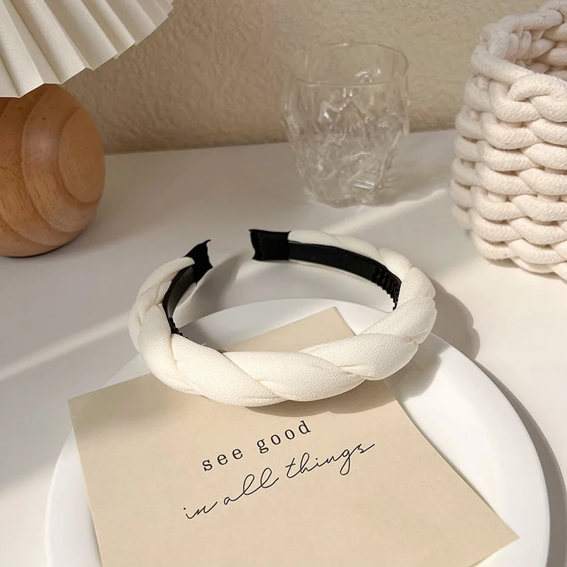 Повязка на голову женская плиссированная модный однотонный бандаж с широкими