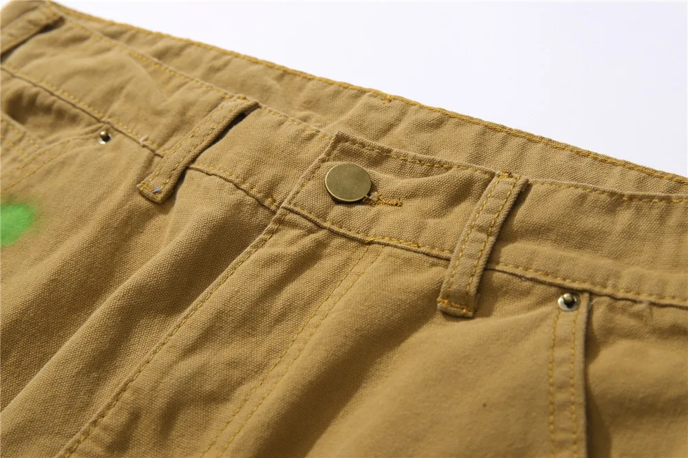 Y2k Denim Baggy Vibe Style Graffiti Flared Pants Mens High Streetwear Loose Stitching Jeans Casual Wide Leg Pantalones Yellow