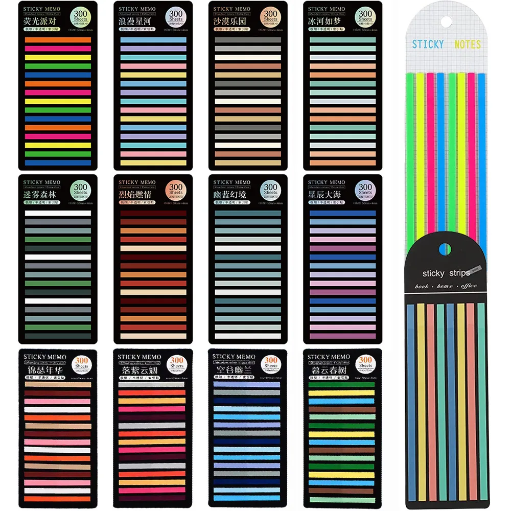 

300 Sheets Rainbow Color Index Memo Pad Posted It Sticky Notes Paper Sticker Notepad Bookmark School Supplies Kawaii Stationery