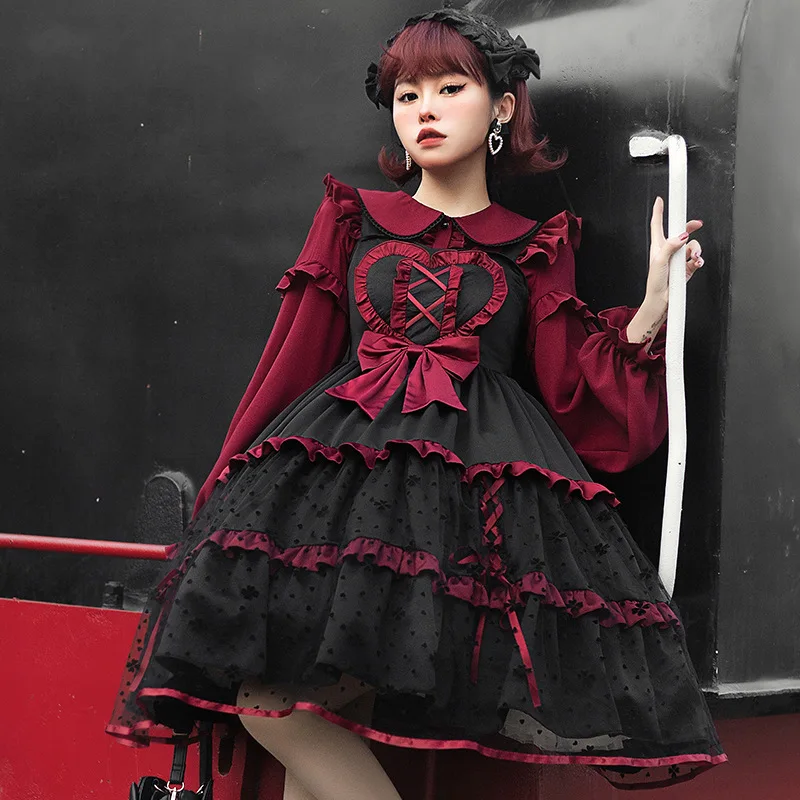 

Gothic Lolita Dress Black Lolita Dress Kawaii Lolita Set Gothic Decor Goth Clothes Women Punk Gothic Victorian Dress