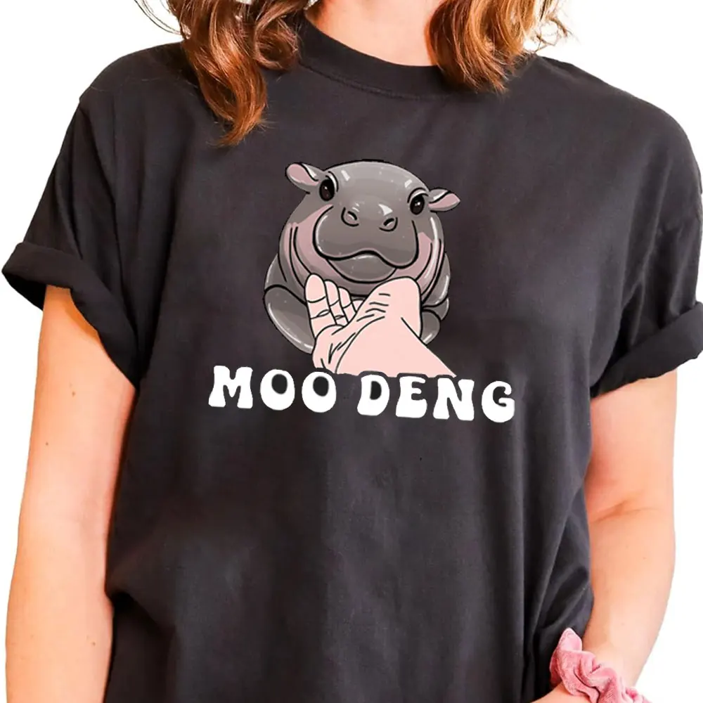 Moo Deng Bouncy Pig in Thailand Baby Hippo Khao Kheow Open Zoo Рубашка Забавные графические футболки Леди