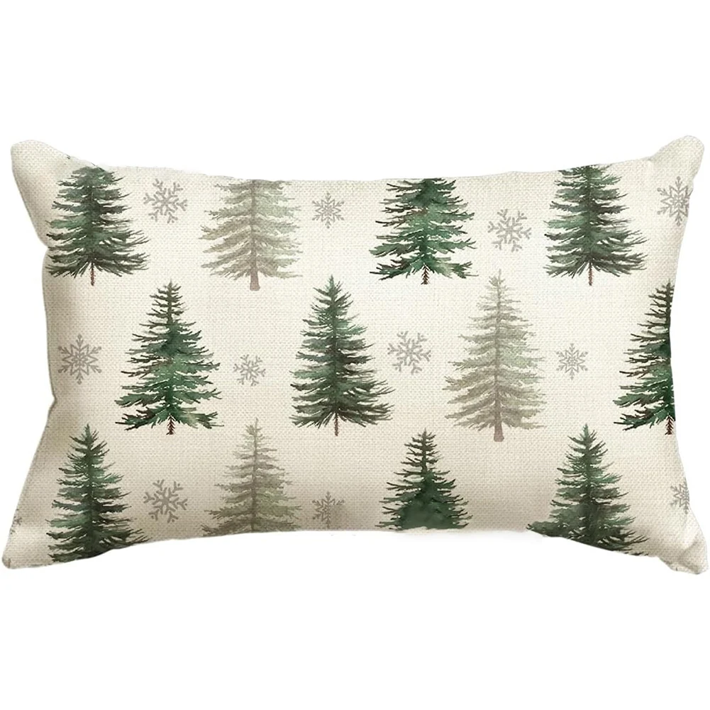 Праздничные рождественские подушки для поясницы моющиеся винтажные льняные