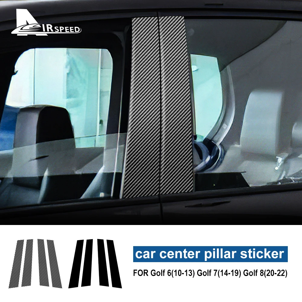 

AIRSPEED For Volkswagen VW Golf 6 7 8 Car Window Center Pillars Cover Sticker Glossy Black Exterior Car Stickers Accessories