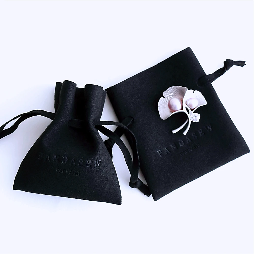 50PCS Black Small Gift Drawstring Jewelry Bags with Custom Logo Watch Necklace Jewelry Pouch