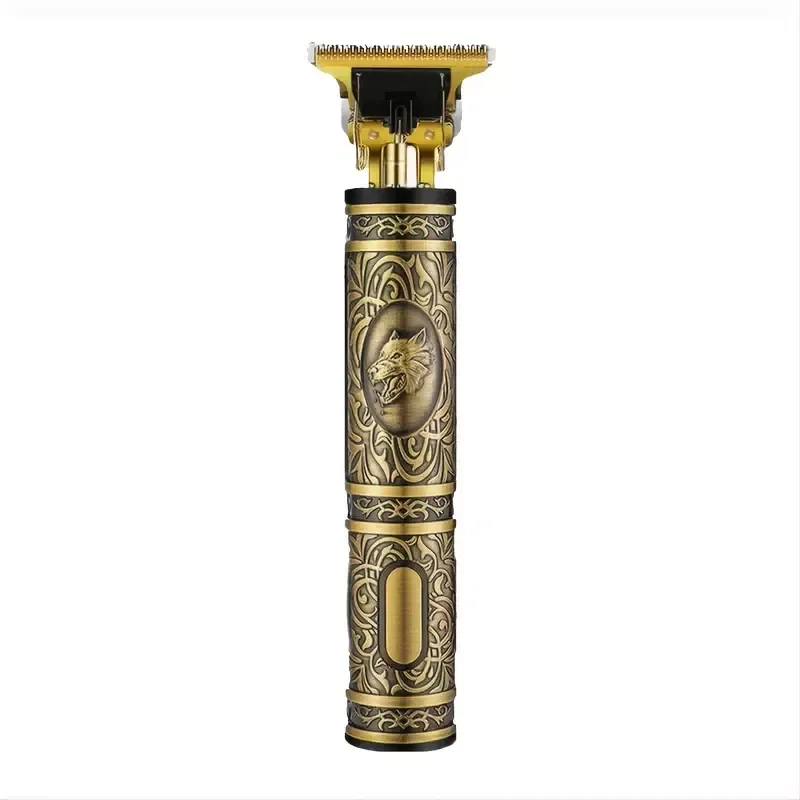 

NEW2023 T9-Bronze Wolf Head Hair Clippers For Men Professional Hair Trimmer Zero Gapped T-Blade Trimmer Cordless Rechargeable Ed