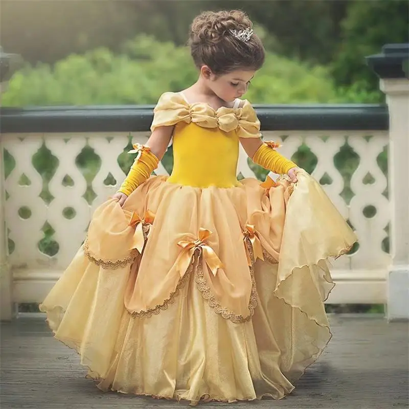 

4-10 Yrs Fancy Baby Girl Halloween Cosplay Costume Beauty And The Beast Dress Carnival Christmas Princess Kids Dresses For Girls