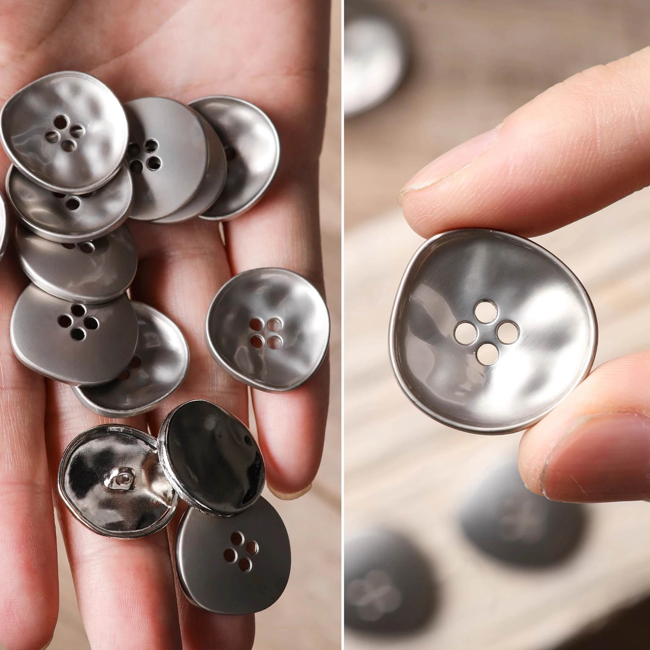 Серебряные круглые пуговицы SRH из полиэстера и хлопка