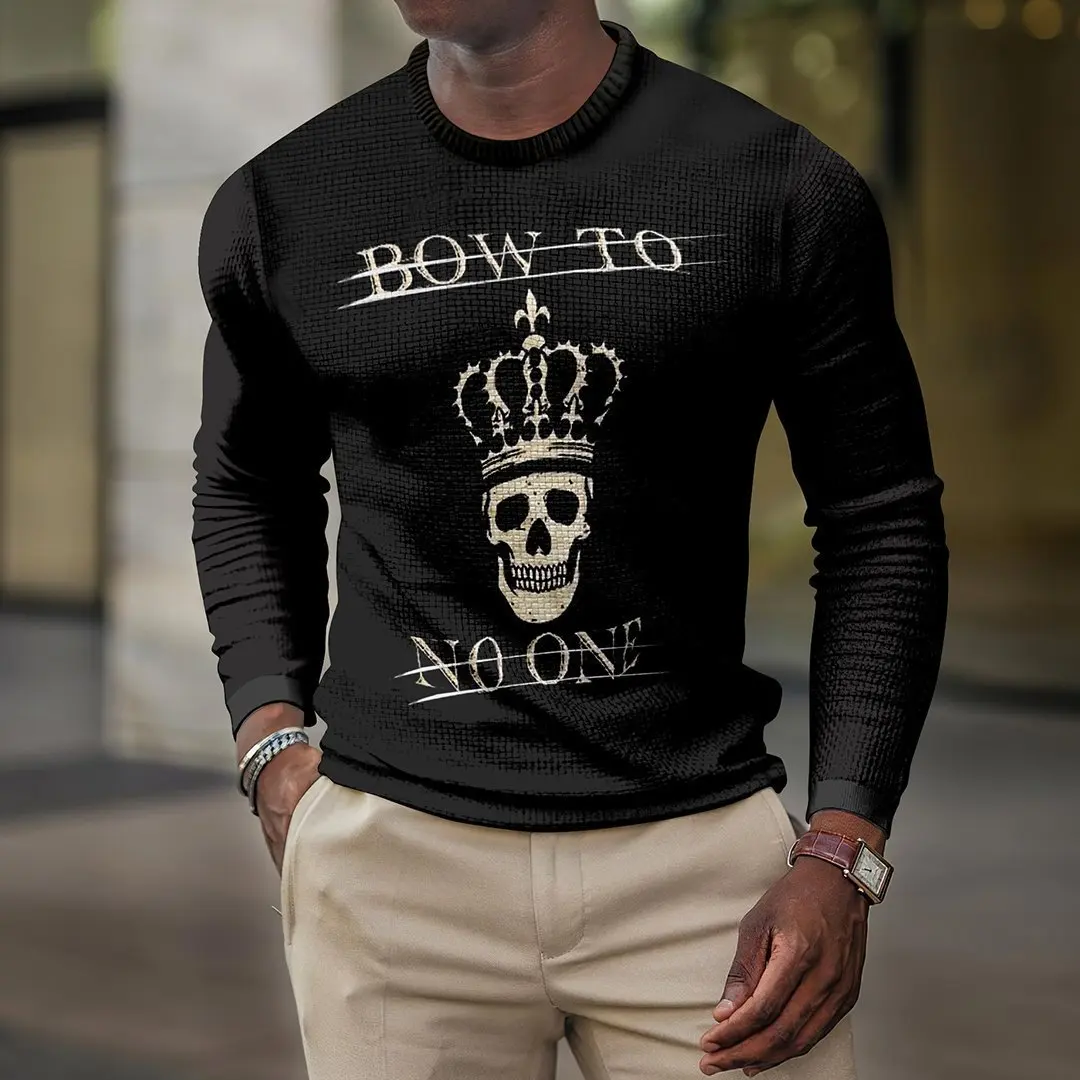 

Autumn New 3D Skeleton Print Graphic t shirts Street Round Neck Long Sleeve Unisex T-shirts Popular Men's Clothes y2k tops