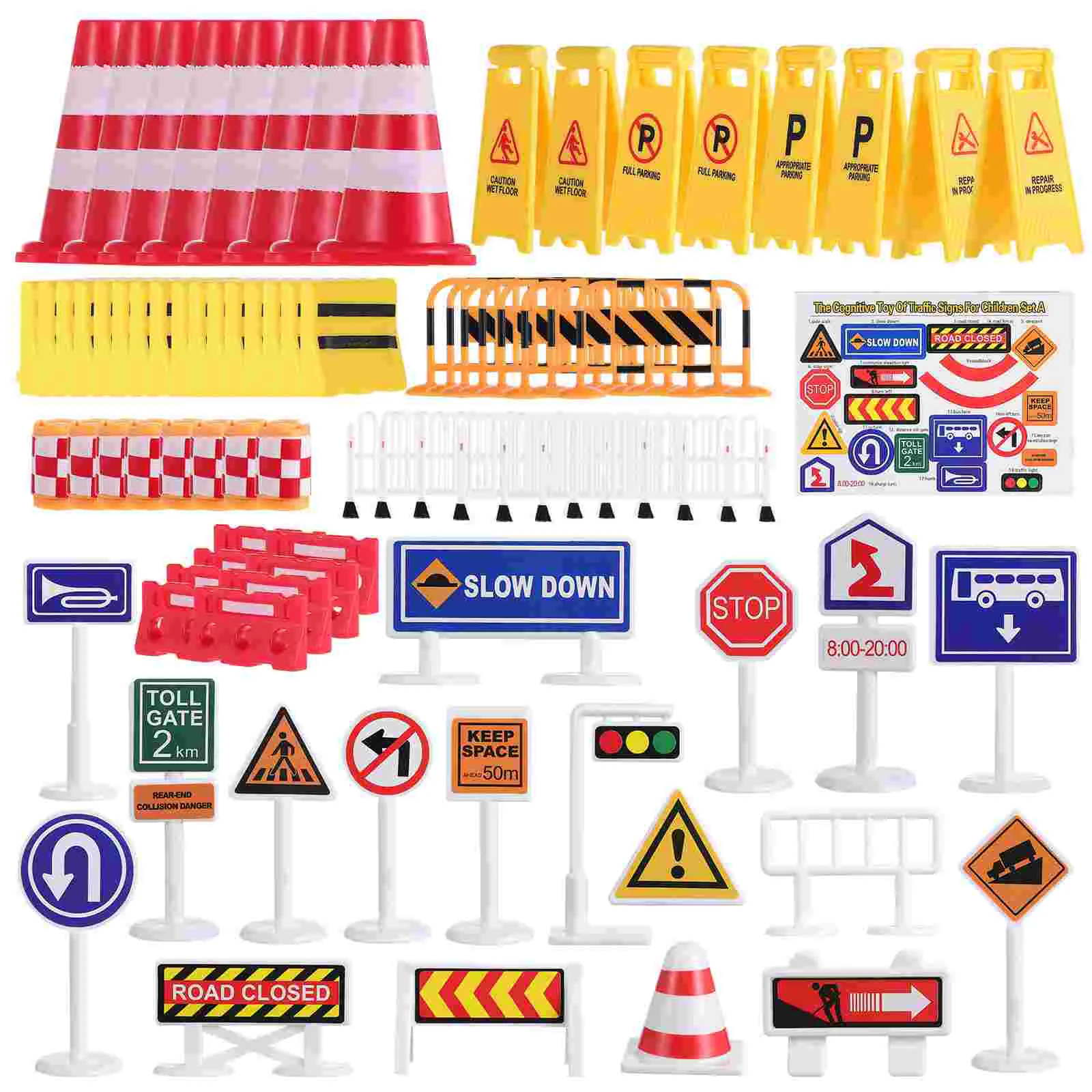 

Barricade Sign Toys Car Wash Road Signs Models Adhesive Tape Street Playset Plastic Traffic Light Game Child