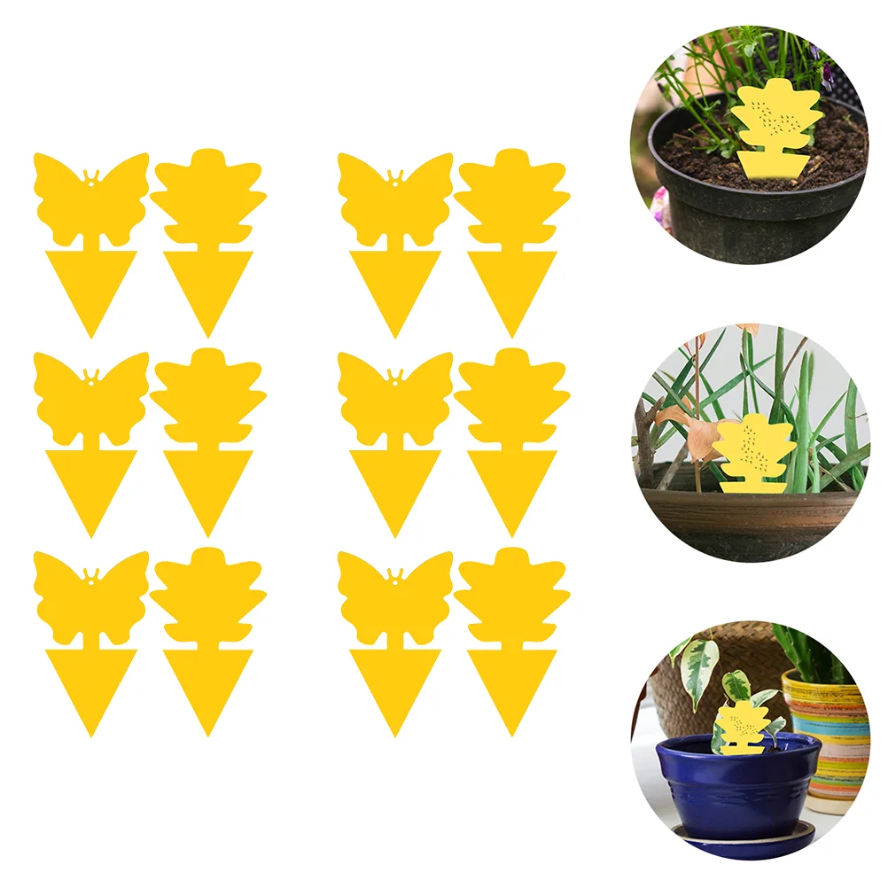54pcs Useful Fruit Fly Traps Sticky Insect Board Yellow Dual-sided Gnat Traps