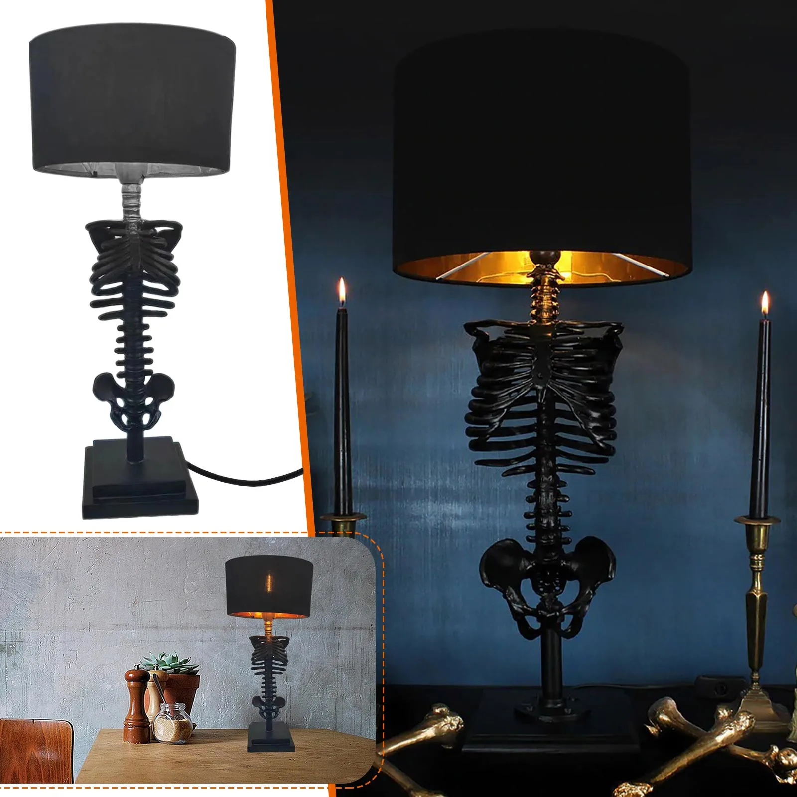 

Skeleton Table Lamp Creative Vintage Table Deer Statues for Yard And Garden Complete Tree Decoration Kit Plastic White Ornaments