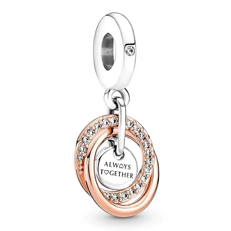 

Authentic 925 Sterling Silver Moments Family Always Encircled Dangle Charm Bead Fit Pandora Bracelet & Necklace Jewelry