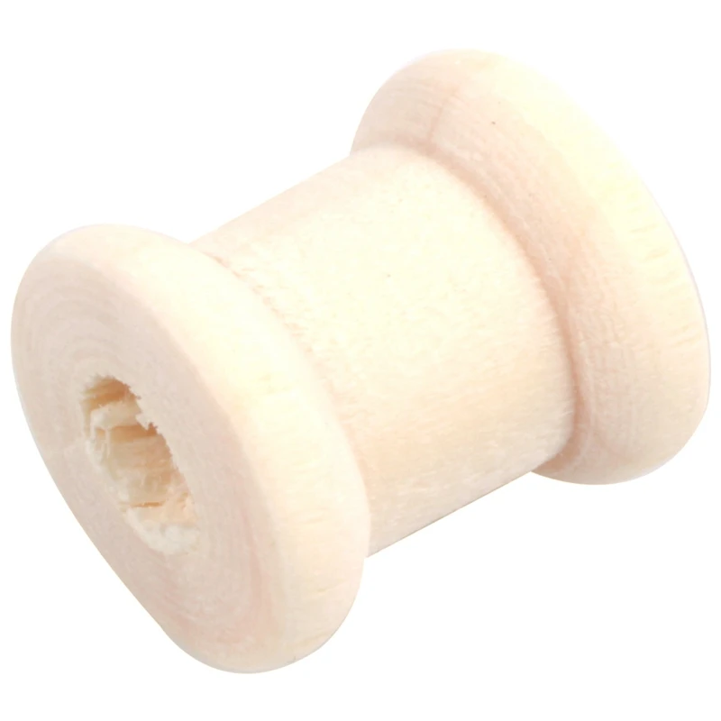 

100Pcs Natural Cylinder Wooden Spools 14Mm X12.6Mm New