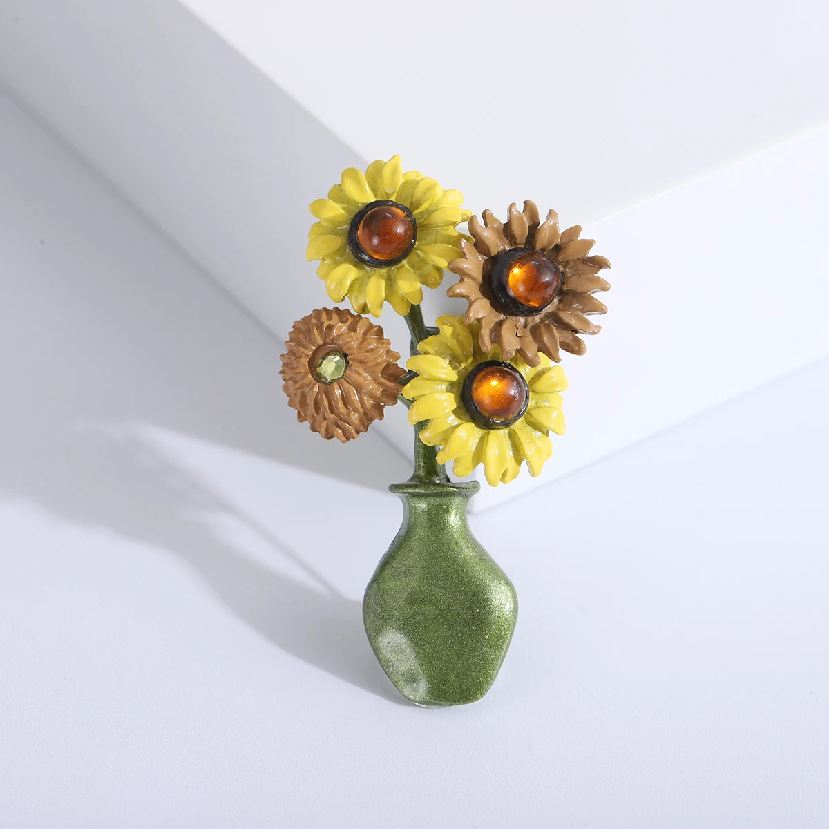 Эмалированные броши с цветами для женщин унисекс Ван Гог ваза подсолнухом