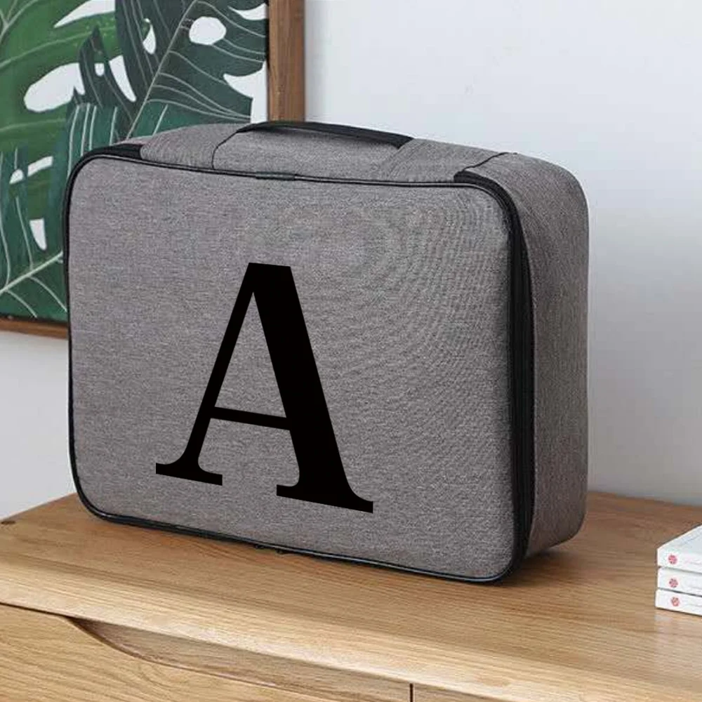 Multi-Layer Document Tickets Large Capacity Storage Bag Certificate Organizer Case Passport Briefcase Black Pattern Certificate