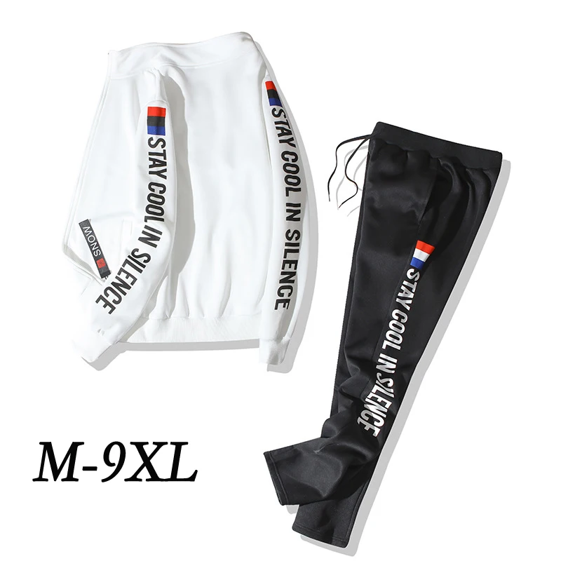 

2022 Sports Wear Polyester Sweatshirts Sets Men Casual Tracksuit Running Sets Men Long Sweatshirt Pants 9xl Jogging Sweatpants