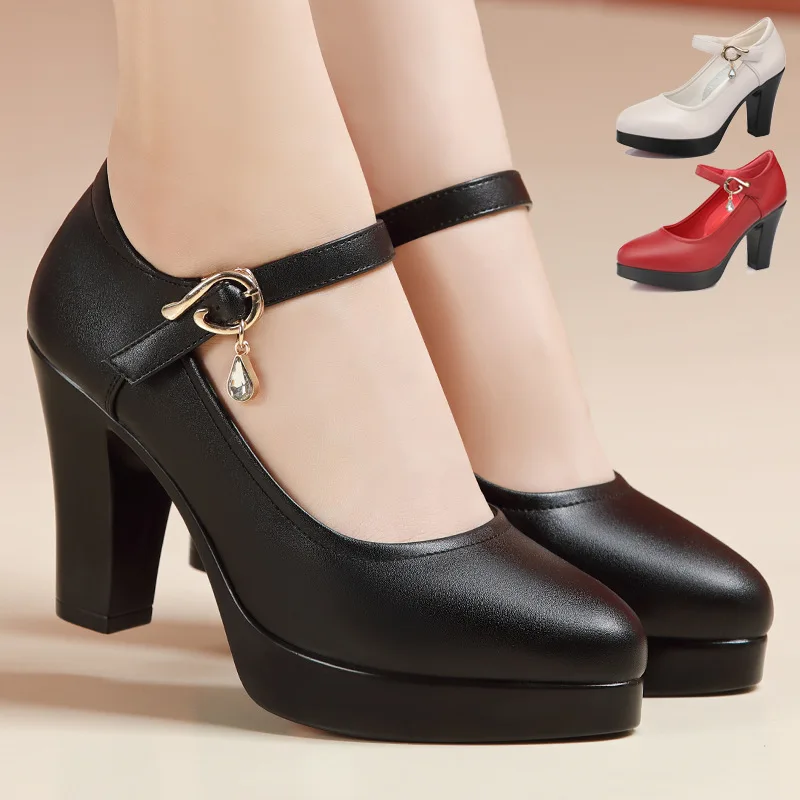 

New Elegant High Heels Platform Pumps For Women Party Shoes Fashion Chunky Heel Cheongsam Catwalk Shoes Womans Office High Heels