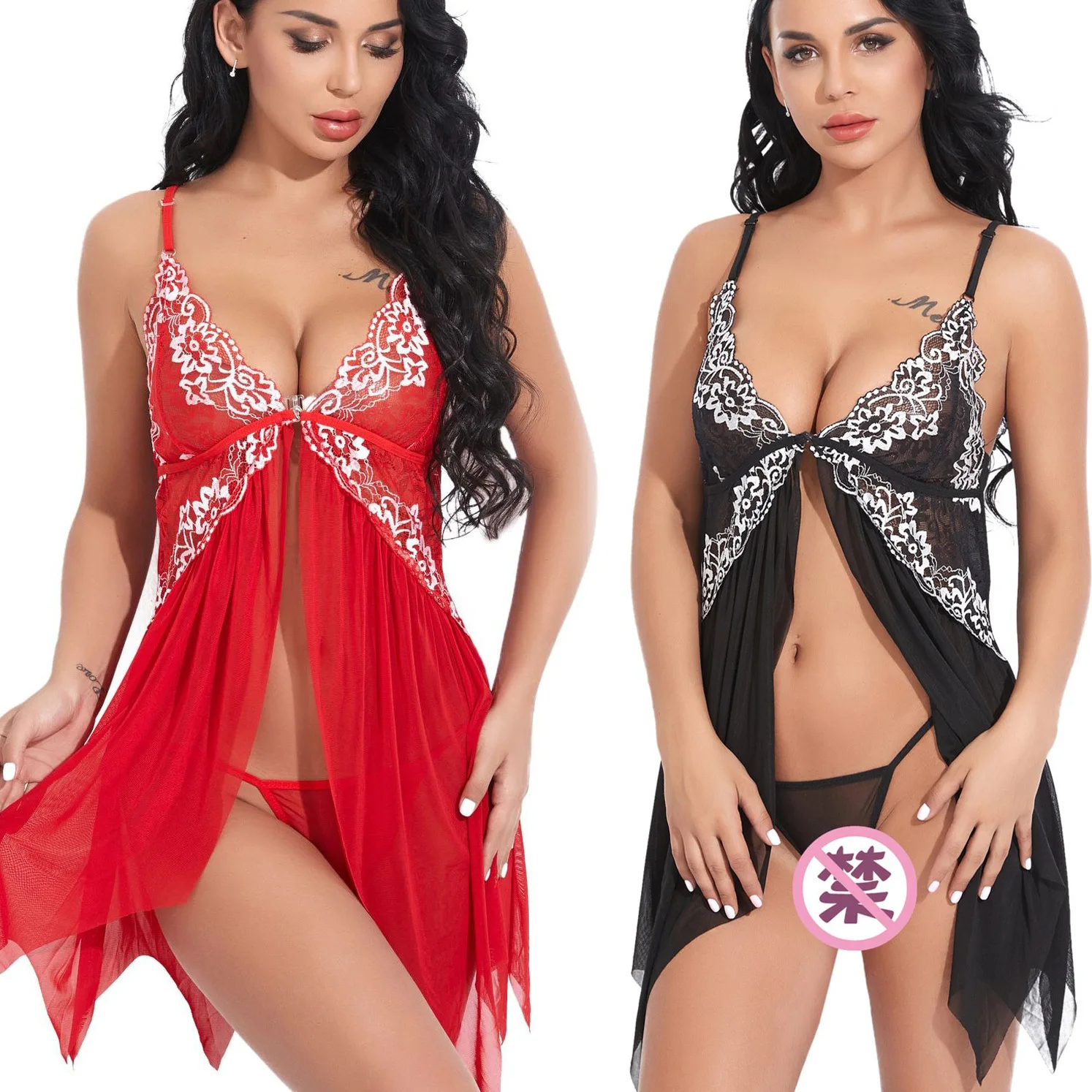

Lingerie for Women Lace Babydoll Sleepwear Boudoir Outfits Plus Size Langeray sexy sleepwear nightgown XS-5XL sexy nightgown