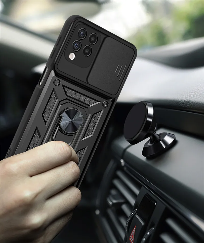 Чехол для Samsung Galaxy A12 бронированный противоударный чехол с кольцом-держателем M12