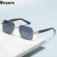 boyarn vintage fashion sunglasses women men rimless frameless rectangle shades gradient uv400 summer traveling sun glasses 2022